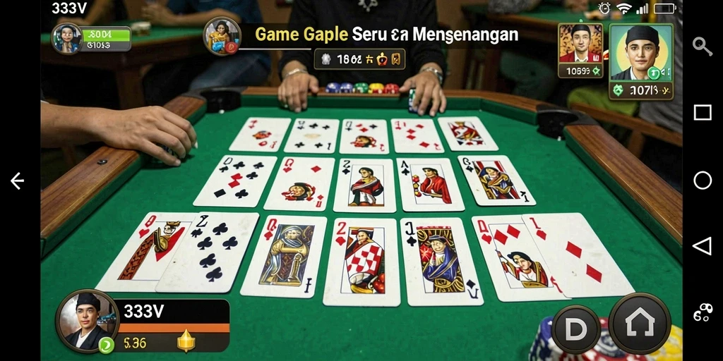 Gameplay seru Gaple di aplikasi 333V yang menantang.
