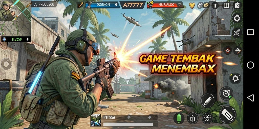 Screenshot permainan A7777 yang menunjukkan aksi tembak-menembak seru.
