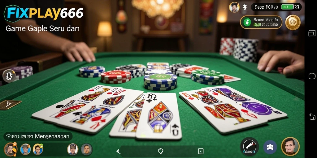 Tampilan gameplay FIXPLAY666 yang menarik dan seru dalam permainan Gaple.