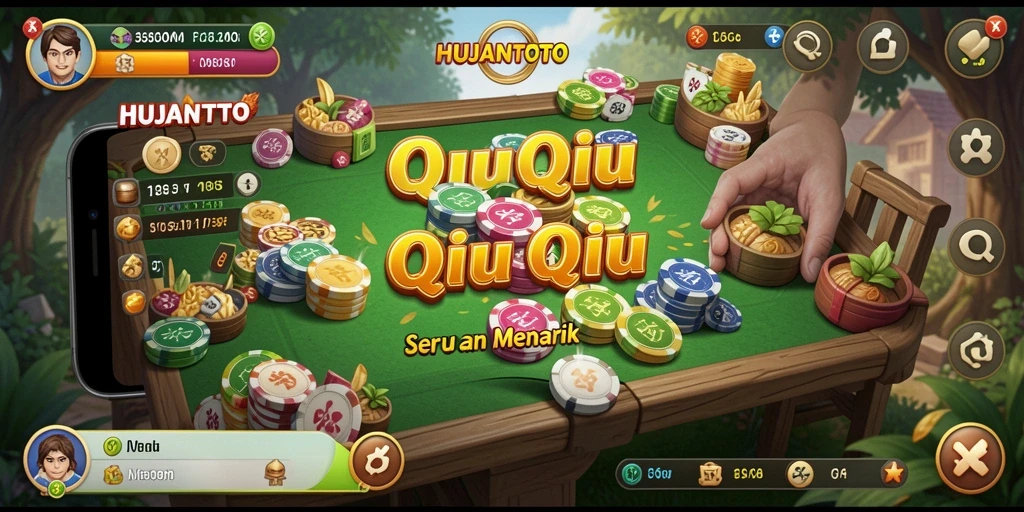 Tampilan gameplay seru HUJANTOTO dalam aksi QiuQiu.