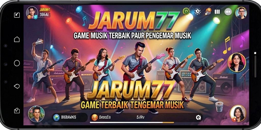 Screenshot <strong>JARUM77</strong> menampilkan pemain yang asyik dengan alat musik virtual.