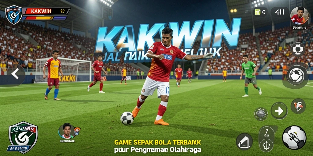 Tampilan gameplay KAKWIN menampilkan aksi sepak bola yang mendebarkan.