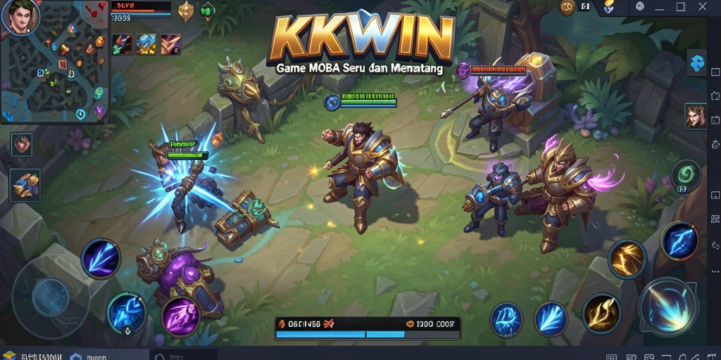 Tampilan gameplay KKWIN dengan aksi MOBA yang seru dan dinamis.