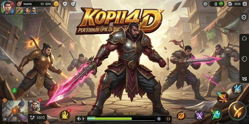 Screenshot gameplay KOPI4D menampilkan pertarungan karakter dengan efek visual yang menakjubkan.