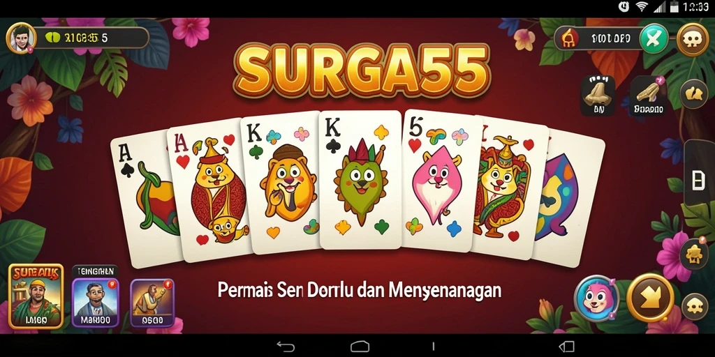 Screenshot utama dari gameplay SURGA55 yang menampilkan keseruan bermain Domino.