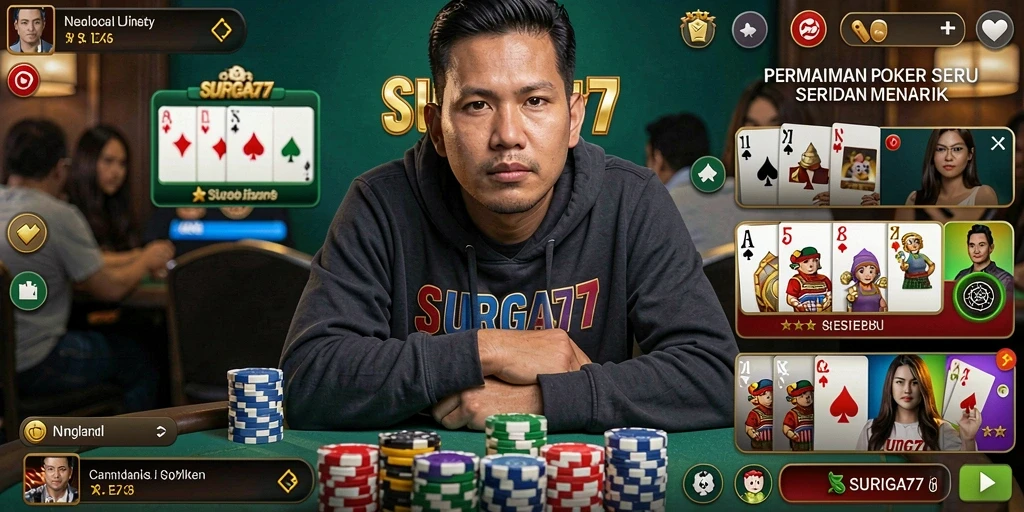 Gameplay seru dalam SURGA77 dengan berbagai mode Poker.